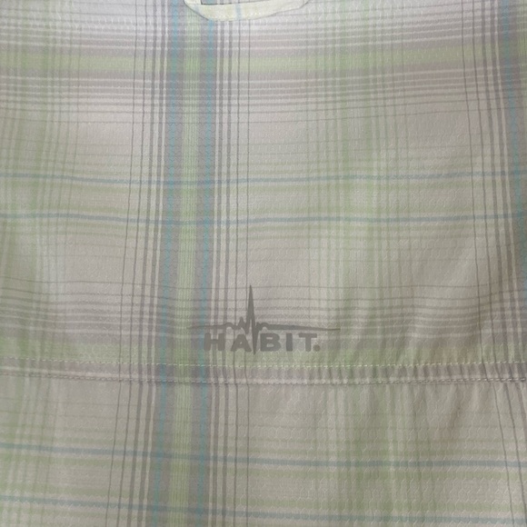 Habit Men’s Fishing Shirt Size Large Vented Short Sleeve Plaid Gray and Green - Picture 7 of 11